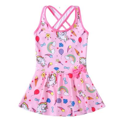 China Removable padded custom swimwear is backed a swimsuit for a conservative hot spring design girl's swimwear kids swimwear for sale