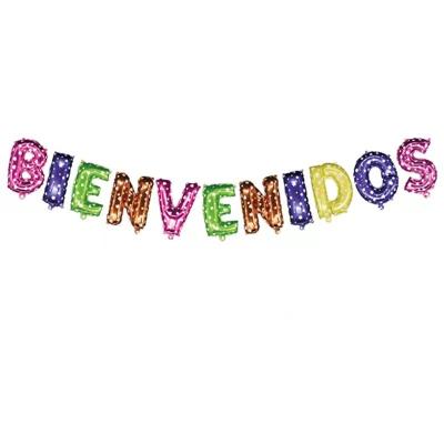 China Toy New Design Spanish Welcome Bienvenidos Promotional Aluminum Foil Balloon for sale