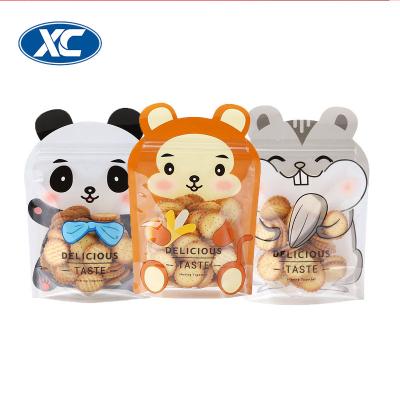 China Small Doypack Recyclable Cute Animal Shape Stand Up Zipper Pouches Candy Snack Bisicuit Packaging Bags for sale