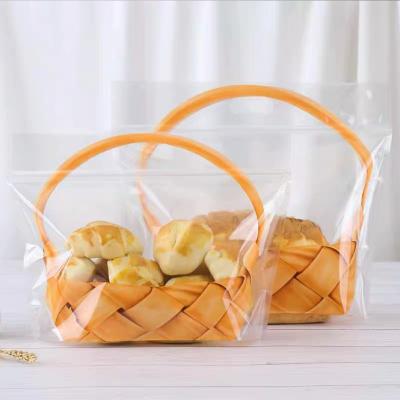 China Reusable Barrier Sandwich Takeout Bags Bread Handle Zip Lock Snack Packing Bag Die Cut Pack Zipper Pouch for sale