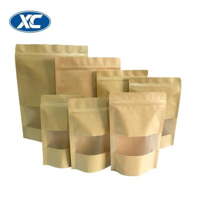 China Recyclable Resealable Zipper Stand Up Paper Food Kraft Bag With Matte Window for sale