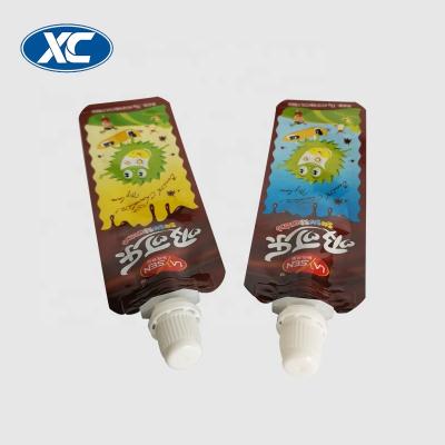 China Liquid Water Food Packaging Kids Drink Pocket Liquid Chocolate Cream Spout Suction Bag for sale