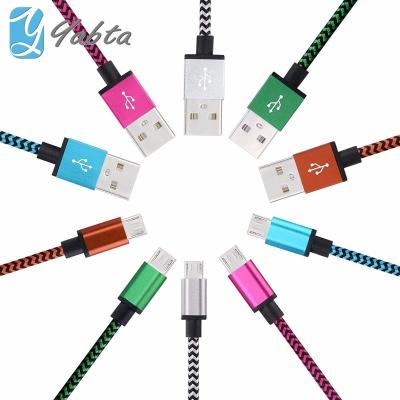 China Wholesale Cellphone Accessories Mobile Phone Stripe Micro Braided USB Data Charger Cable For Android Phone for sale