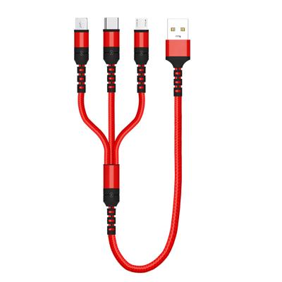 China MP3/MP4 Player Vendor Design New 1 Meter Customized Mobile Phone 2 Meters Charging 3in 1 Phone Charger 3 in 1 USB Cable for sale