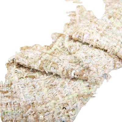 China Selling polyester lurex sequin hot silver tweed loop fusible hairy woven fabric for winter overcoat for sale