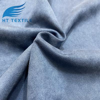 China Memory hand microfiber polyester spandex faux suede soft double side knit fabric for clothes for sale