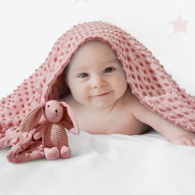 China Cute and soft two-piece minky stitch baby double side anti-pilling blanket with small toy for sale