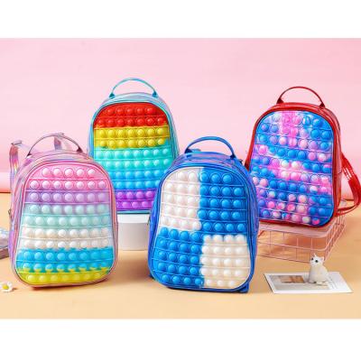 China Waterproof Women Backpack Purse Noise Buster Backpack,Wholesale 3pcs Finger Bubble Backpack Pop It For Kids Girls for sale