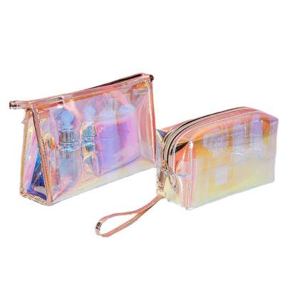 China High Quality Cheap Fashion PVC Holographic Cosmetic Bag , Waterproof Square PVC Clear Travel Makeup Bag for sale