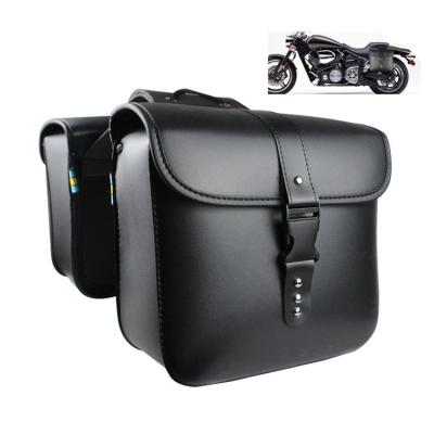 China Wholesale High Quality Motorcycle 3pcs Saddle Bag Tool Bag Bike Seat Recycling Bag, Fashionable Black Waterproof Leather Motorcycle Saddle Bag for sale