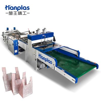 China HP-2VA Hotels Two Lines Shopping Plastic HDPE Supermarket Hanplas Design Handle Carrier Vest Plastic Bag T-shirt Bag Making Machine for sale