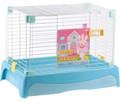 China Wholesale Blue Indoor High Quality Viable Animal Cage Rabbit Portable Durable Pet Cage With Drawers for sale