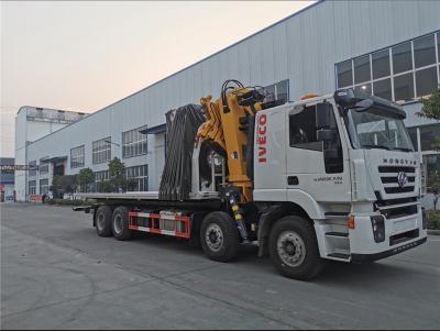 China 8x4 Euro 6 IVECO 10 Tons Flatbed Wrecker Truck With Knuckle Crane for sale