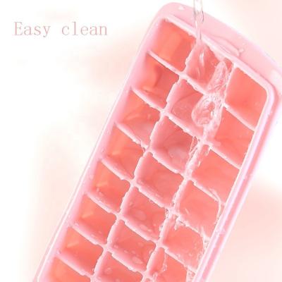 China Colorful Personal Reusable Reusable Cool Drink Aid Summer Silicone Freezer Mold Ice Cube Tray With Cover Silica Gel for sale