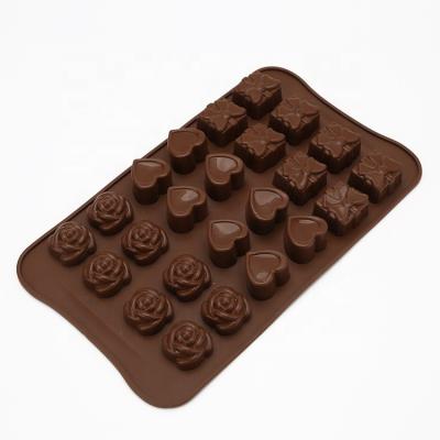 China Viable Chocolate Candy Molds Silicone Rose Heart Gift Box Moldes for sale