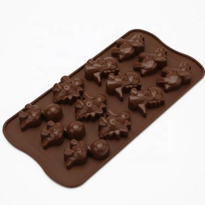 China Sustainable Cartoon Dnosaur Form Silicone Chocolate Molds for sale