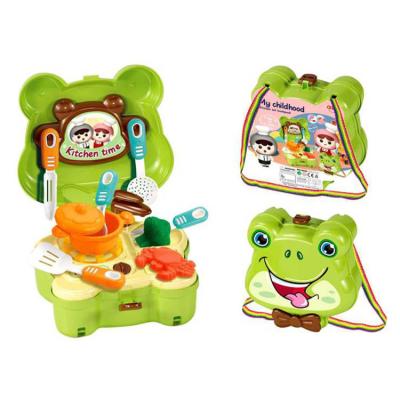 China OTHER Newest Frog Suitcase Mini Kitchen Set Toys Pretend Play Toy Cutlery Kids Cooking Play Set for sale