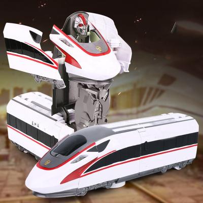 China Cartoon Toy Lights Electric Train Toy Change Robot Car Toys for sale