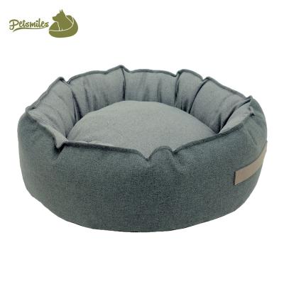 China High Quality Canvas Round Bed Waterproof Simple Designer Dog Sofa Round Cushion Dog Bed for sale