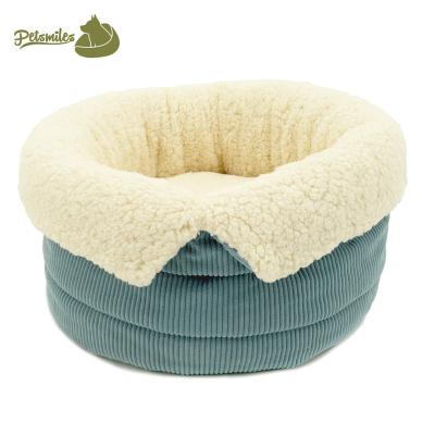 China Waterproof Pet Corduroy Cat Bed Deep Sleep Adjustable Cat Bed Self Warming Pet With Removable Cushion for sale