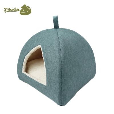 China Waterproof Custom Warm Comfy Fluffy Cat House Steeped Cat Bed House Washable for sale