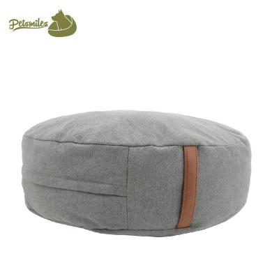 China Waterproof Fashion Cat Bed Simple Popular Round Cushion With Cool Handle Leather Dog Bed For Summer for sale