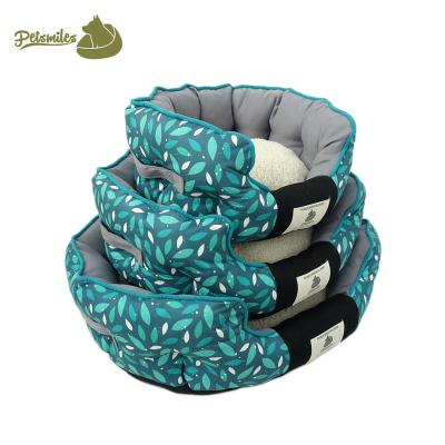 China Non Slip Waterproof Dog Bed For Small Dogs Washable Super Soft Plush Flannel Puppy Beds Round Dog Bed for sale