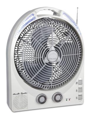 China Plastic Multi Function 12 Inch Fan Rechargeable Tabletop Fan With LED Light And Radio for sale