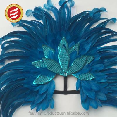 China Large Feather Mask Beautiful Peacock Mask Masquerade Half Face Headdress for sale