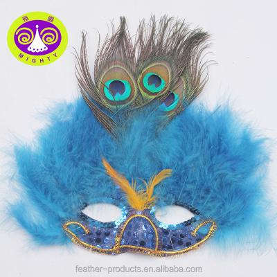 China Half Face Masquerade Mask Drawing Beautiful Peacock Colorful Mask Cosplay Feather Mask for sale