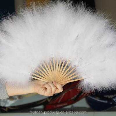 China Cheap Beautiful Feather Festival Fan Chinese Dance Fan Factory Wooden Bone for sale