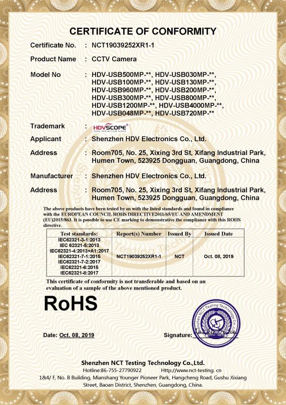 RoHS - Shenzhen HDV Electronics Co., Ltd.