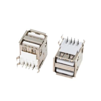 China Wire USB Connector 2.0 Double Layer AF 90 Degree 15.4 Plug-in Panel With Bent Feet Skirting for sale