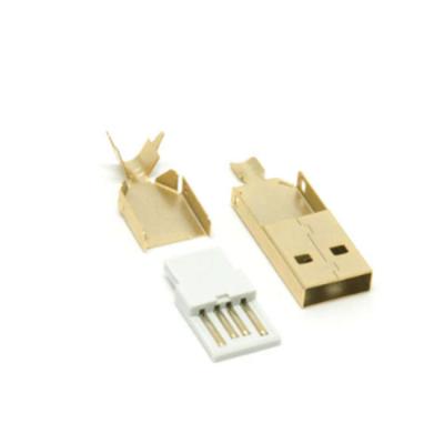 China Long Wire USB Connector AM Gold Plated Three Piece Body With Tail for sale