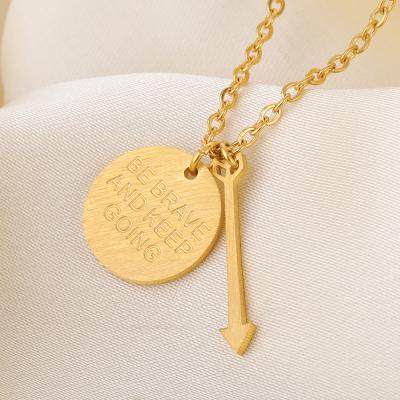 China Romantic Inspirational Jewelry Stainless Steel Arrow Deeply Engraved Custom Pendant Necklaces for sale