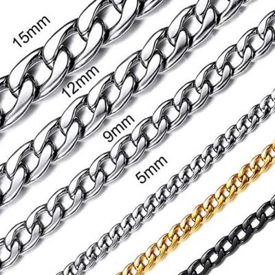 China Wholesale Custom Hiphop Size 18k Necklace Stainless Steel Figaro Gold Plated Chain for sale