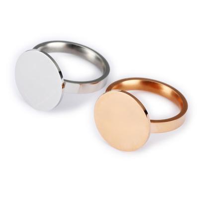 China Romantic Personalized Custom Laser Engrave Stainless Steel Gold Plated Disc Ring For Women Jewelry for sale