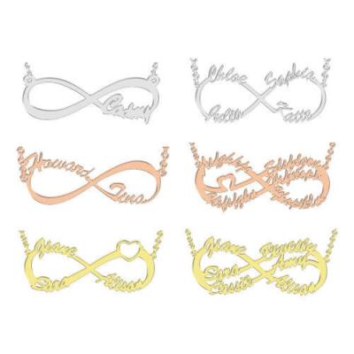 China Custom Stainless Steel 4 Colors TRENDY Name Last Name Infinity Necklace For Gift for sale