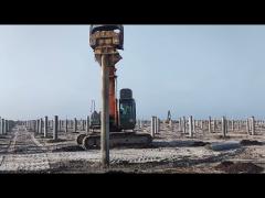 Solar pile driving from working site