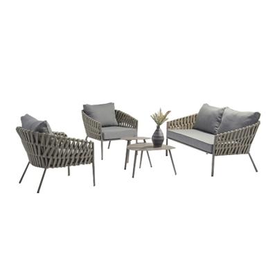 China Aluminum Outdoor Rope Sofa Chair Balcony Patio Furniture Set Durable/Waterproof Modern Garden Furniture for sale