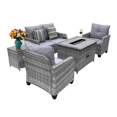 China Modern Fire Pit Table Chairs Rattan Wicker Sofa Set Outdoor Furniture Garden durable/waterproof patio set garden furniture for sale