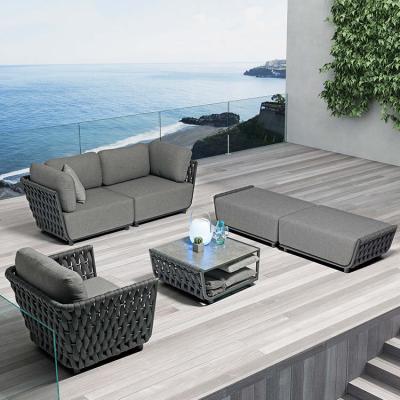 China Luxury Sofa Furniture Aluminum Outdoor Garden Rope Sofa Set Outdoor Modular Lounge durable/waterproof patio leisure for sale