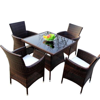 China Durable/Waterproof Modern Outdoor Furniture Seat Patio Rattan Wicker 4 Seat Dining Table Chairs Garden Set for sale