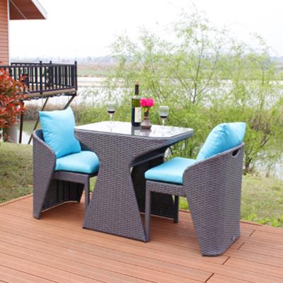 China Durable / Waterproof Wicker Chair Outdoor 3 Piece Small Tea Table Combination Patio Round Table Chair Balcony for sale