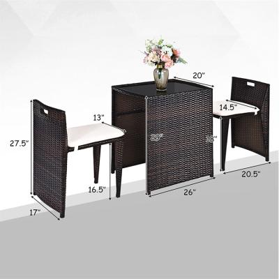 China Durable / Waterproof 3Pcs Rattan Dining Wicker Rattan Sofa Outdoor Garden Furniture Luxury for sale