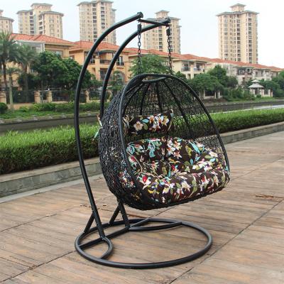 China Durable/Waterproof Custom Cheap Durable/Waterproof Outdoor Patio Egg Chair Swing Swing Indoor Hanging Chair Double Seat With Stand for sale