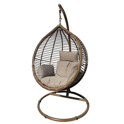 China Durable/Waterproof Round Outdoor Custom Rattan Patio Garden Chair Leisure Hanging Swinging Swing Chair With Stand for sale