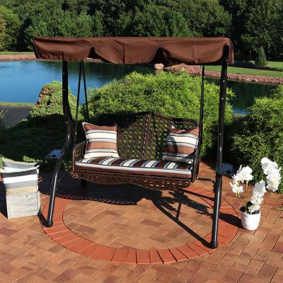 China High Quality Durable / Waterproof Outdoor Cafe Two Seats Large Hanging Metal Swing Chair With Canopy For Patio for sale