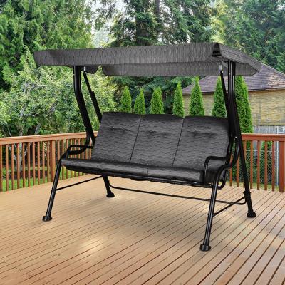 China Durable / Waterproof Luxury Outdoor Swinging Roof Garden Hammock Chair Metal Swing 3 Seaters Porch For Lawn for sale