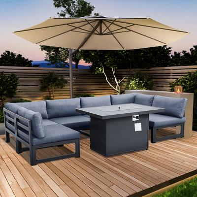 China 5 Patio U Shaped Outdoor Furniture Durable / Waterproof Hotel Dining Metal Set Gray Sofa Chair Garden Sofa Furniture for sale